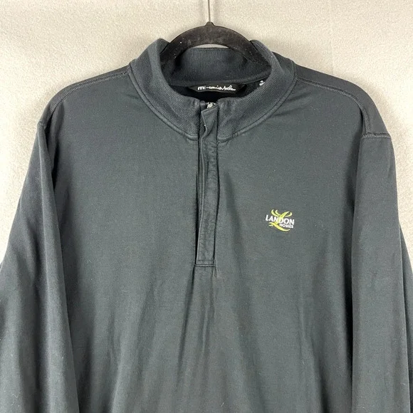 Travis Mathew Newport 1/4 Zip Pullover Mens XL Black Stretch Pockets Golf Logo - Picture 2 of 16
